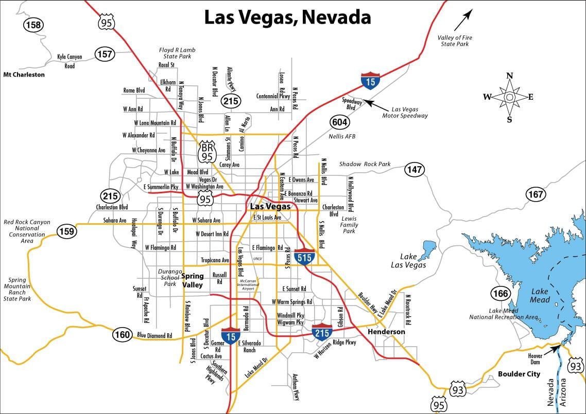 kat jeyografik lari yo nan Las Vegas